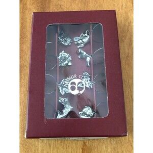 Arthur Court Wine Glass Charms Identifiers Lot of 8 Silver Rabbit Cat Fish Grape